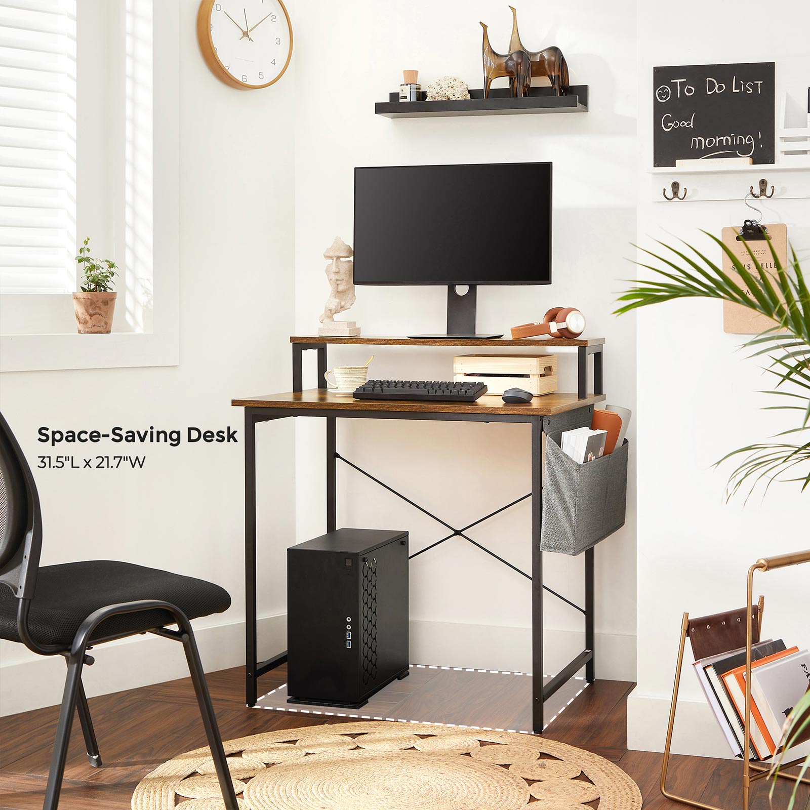 Schreibtisch mit Monitorständer für Homeoffice 80 x 55 cm