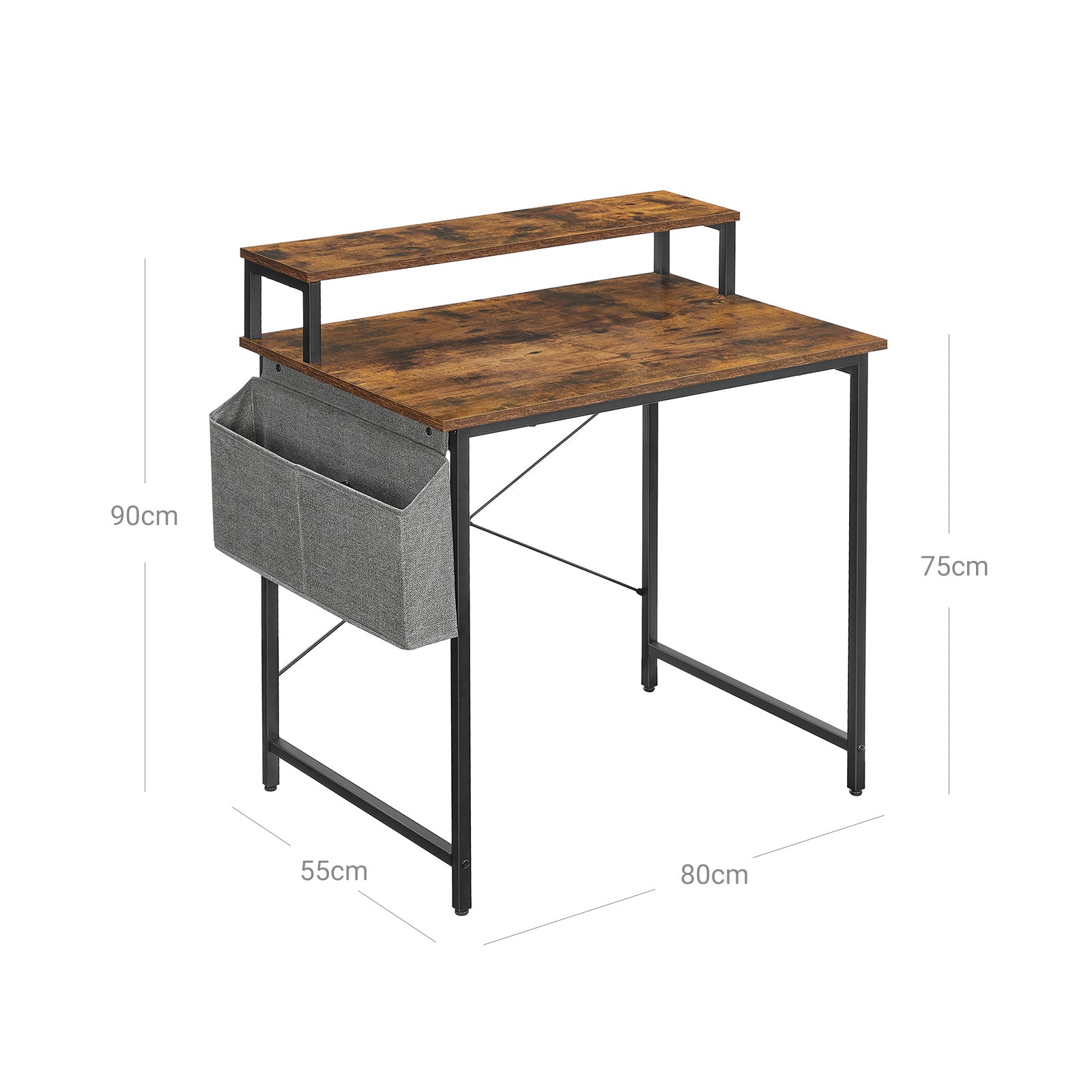 Schreibtisch mit Monitorständer für Homeoffice 80 x 55 cm