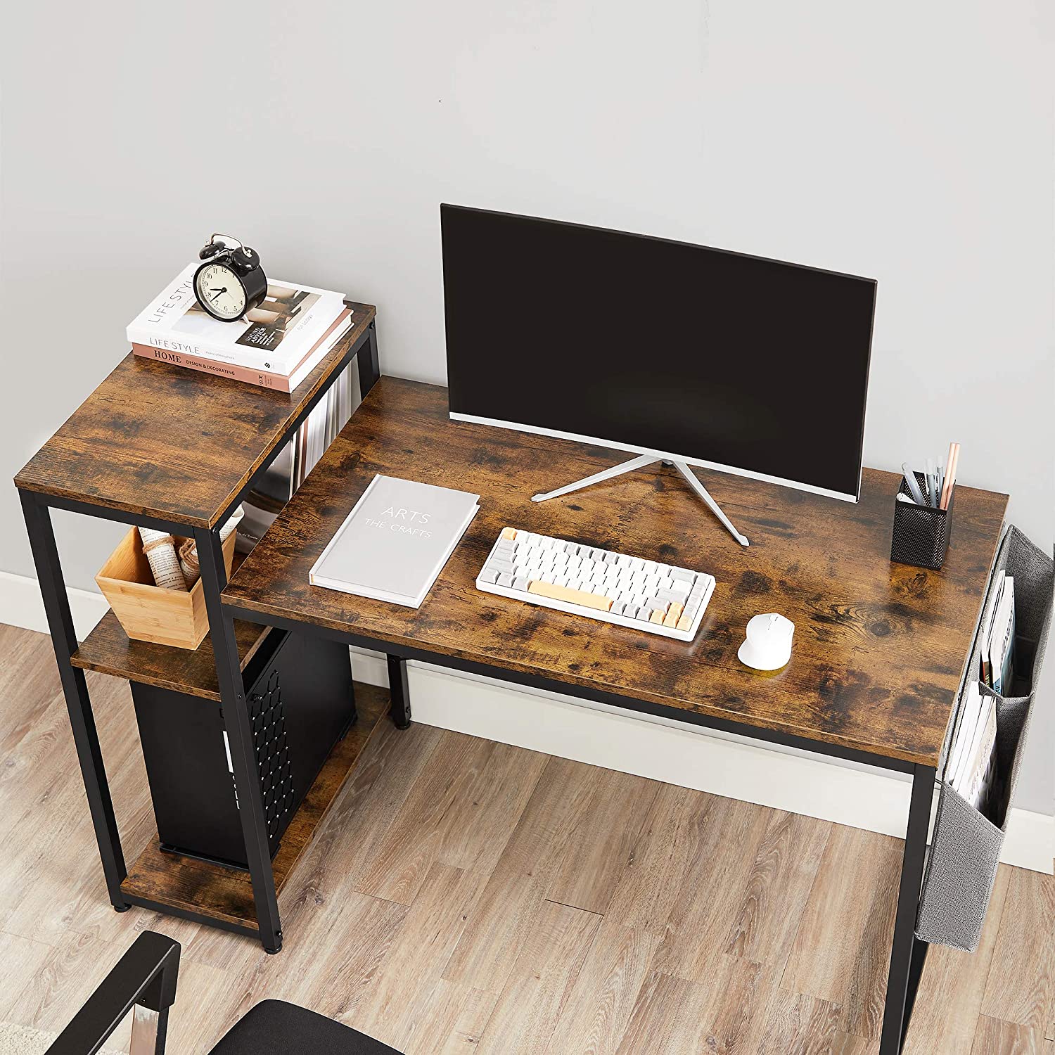 Computertisch mit Regal & Seitentasche