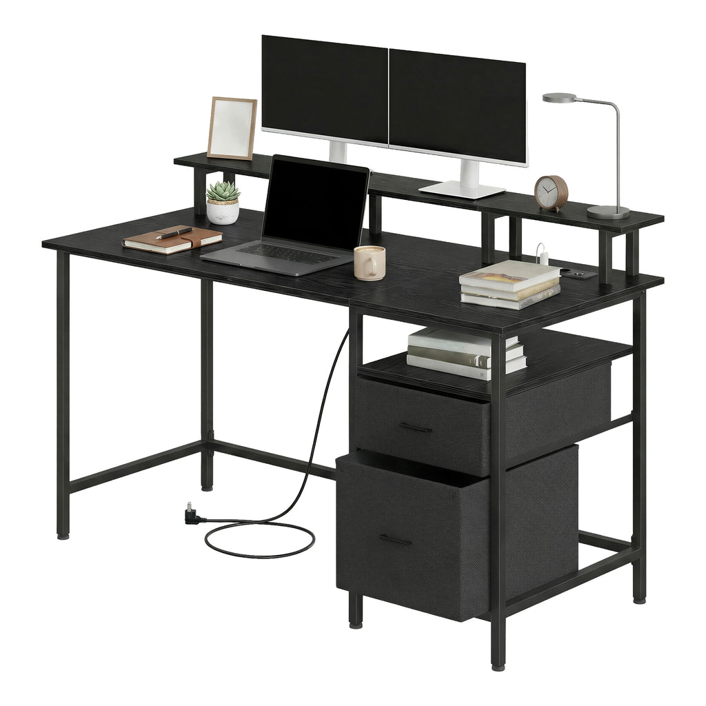 Computertisch mit Schubladen, Schreibtisch mit Monitorständer
