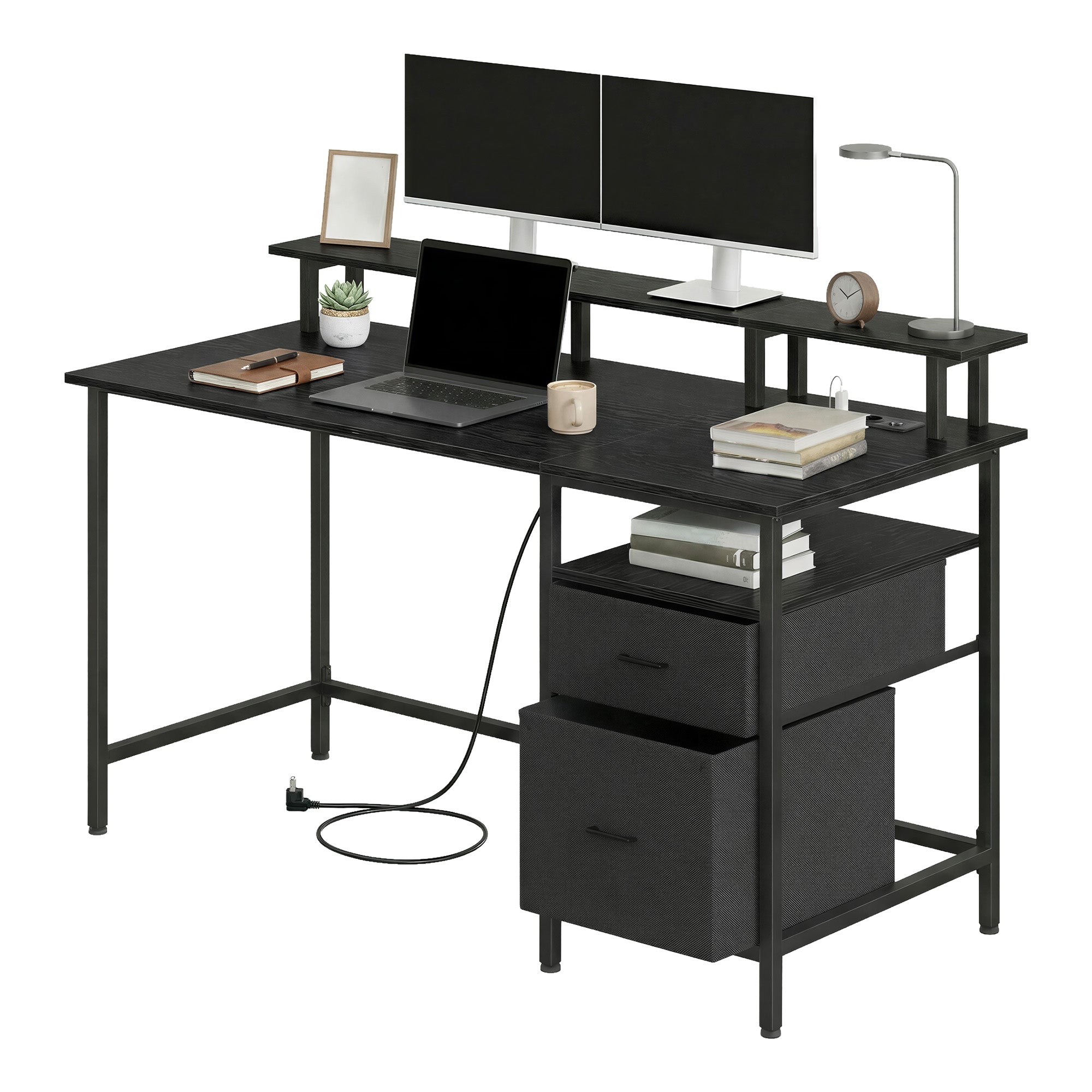 Computertisch mit Schubladen, Schreibtisch mit Monitorständer