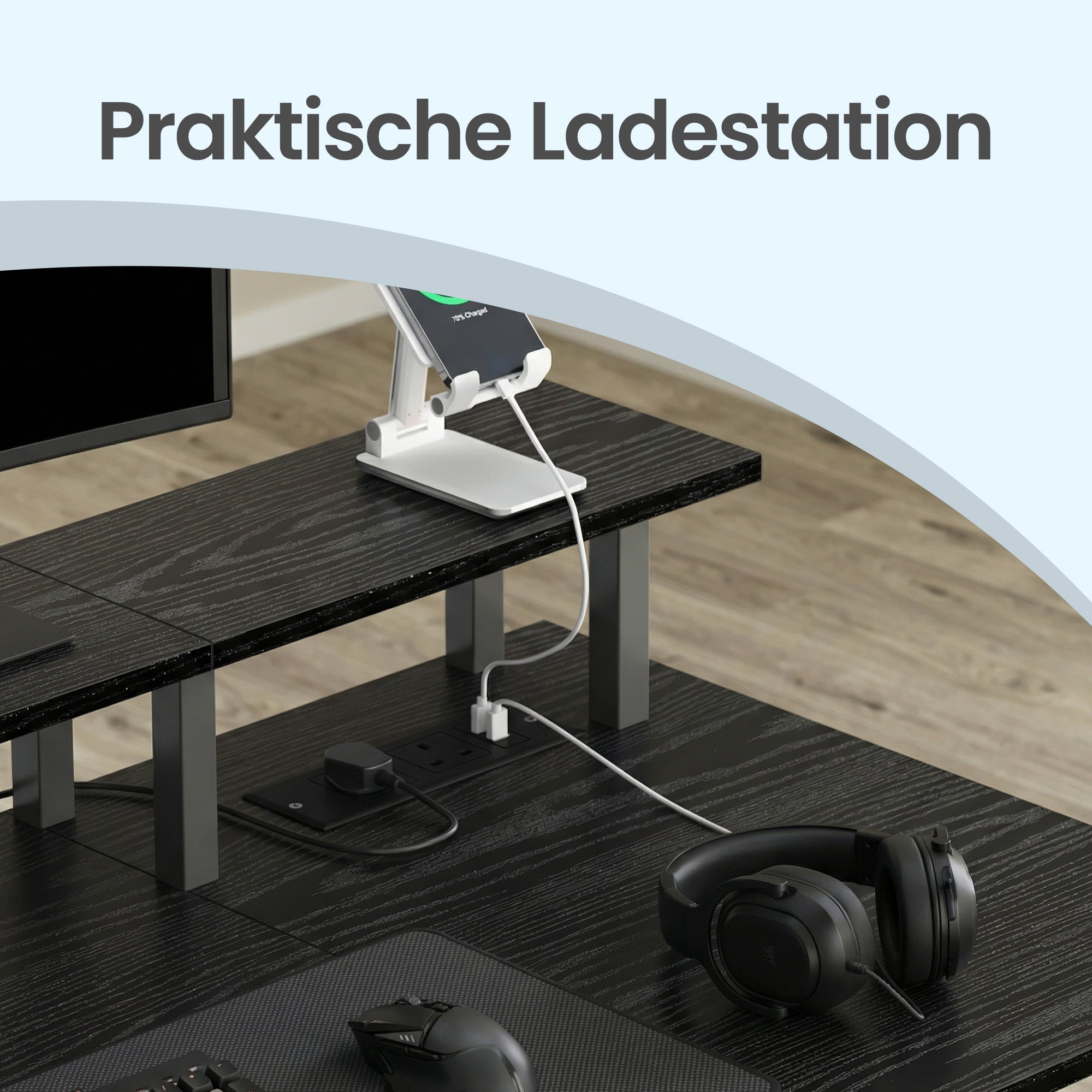 Computertisch mit Schubladen, Schreibtisch mit Monitorständer