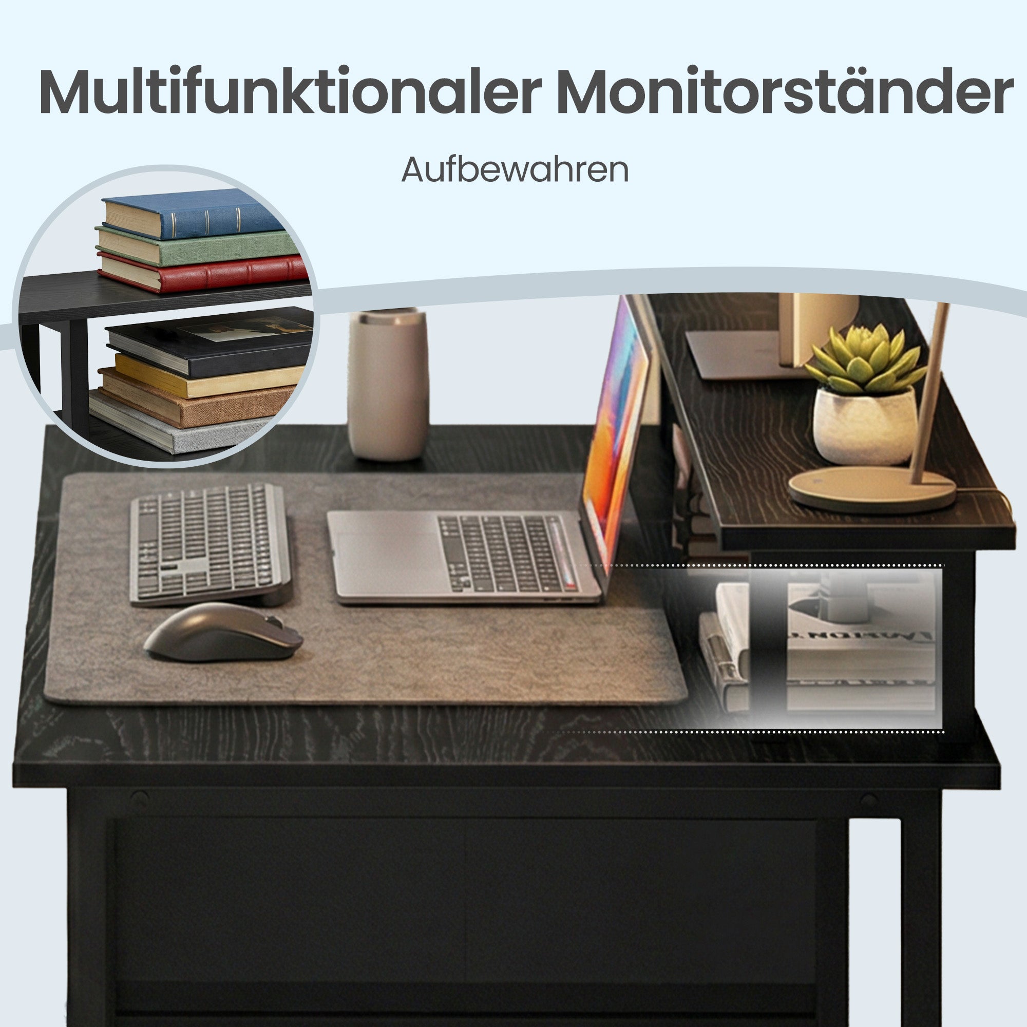 Computertisch mit Schubladen, Schreibtisch mit Monitorständer