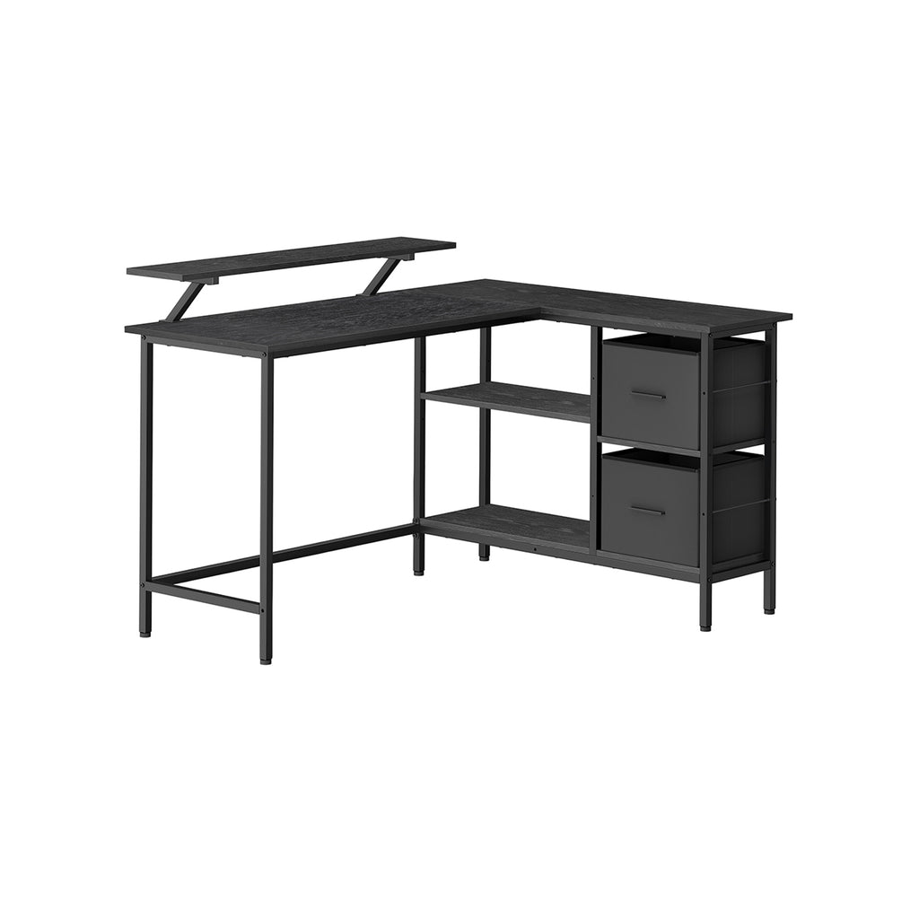 L-förmiger Schreibtisch mit 2 Schubladen 135 x 105 cm schwarz