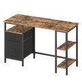 Schreibtisch mit 3 Ablagen, Bürotisch mit 2 Schubladen, 127 x 50 x 76 cm