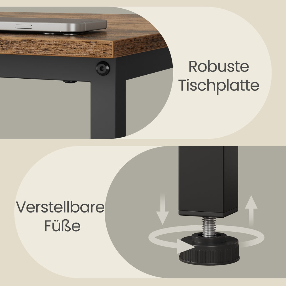 Schreibtisch mit 3 Ablagen, Bürotisch mit 2 Schubladen, 127 x 50 x 76 cm