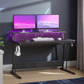 Schreibtisch mit Monitorständer 55 x 135 x 76 cm ebenholzschwarz
