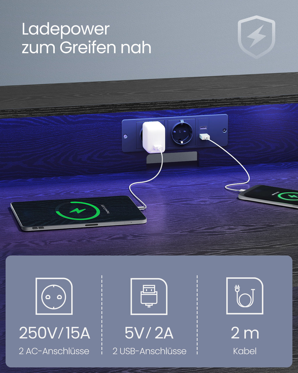 Schreibtisch mit Monitorständer 55 x 135 x 76 cm ebenholzschwarz