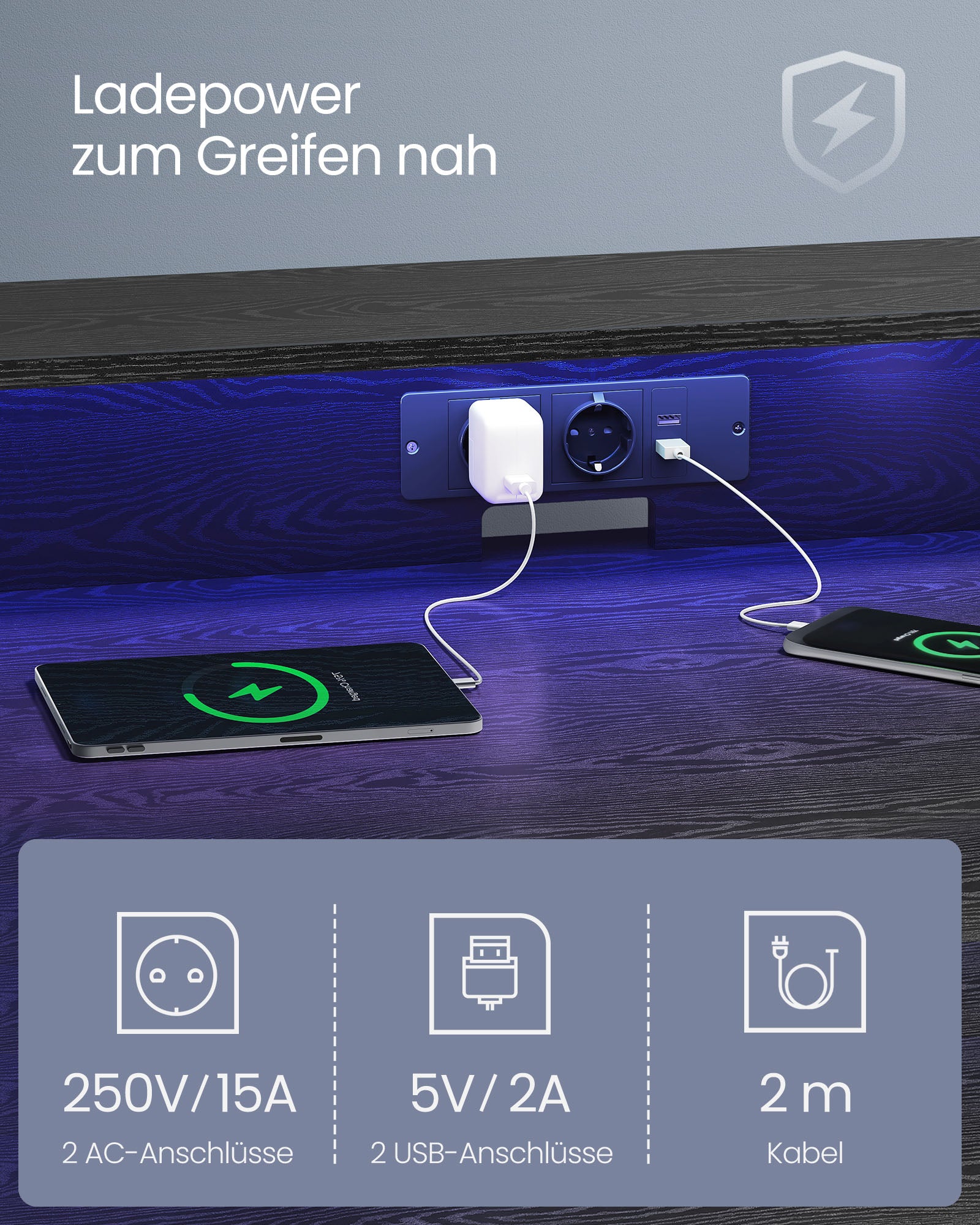 Schreibtisch mit Monitorständer 55 x 135 x 76 cm ebenholzschwarz