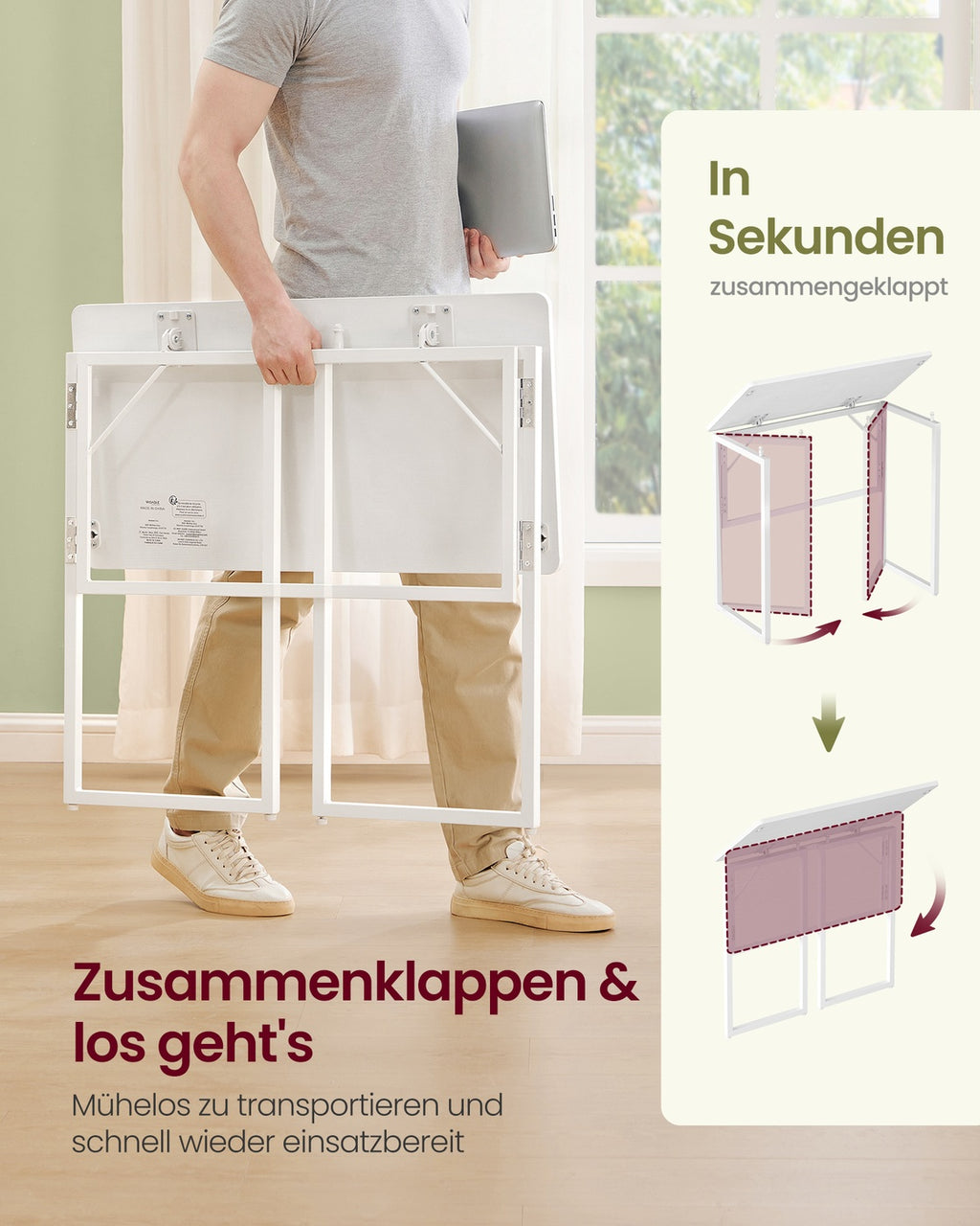 Kleiner klappbarer Schreibtisch für flexibles Homeoffice