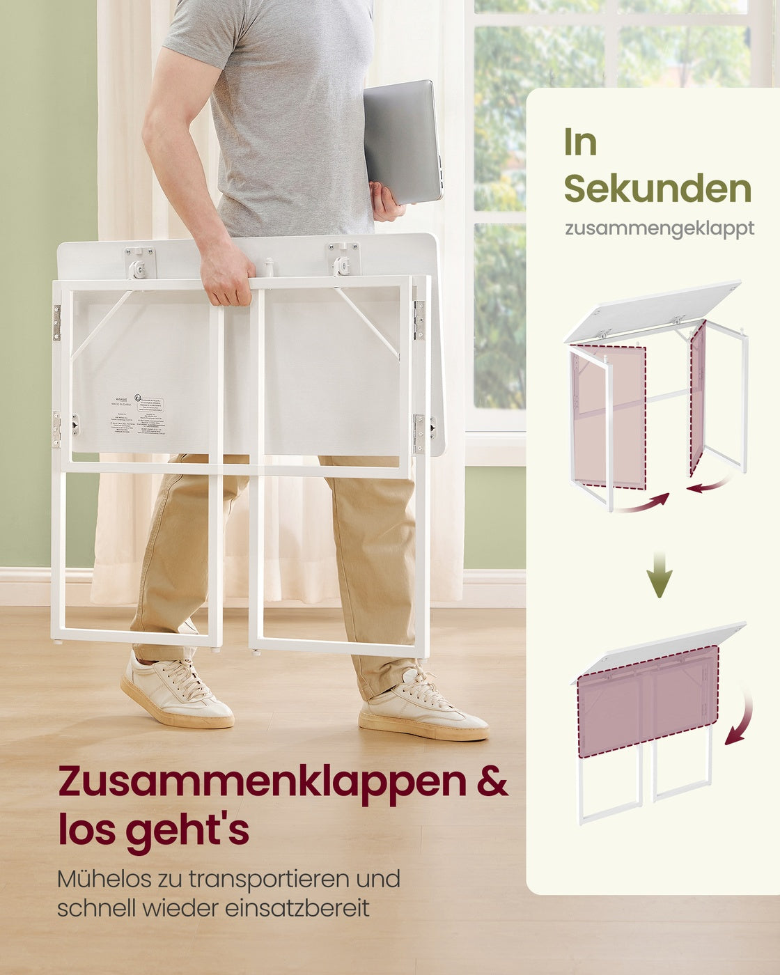 Kleiner klappbarer Schreibtisch für flexibles Homeoffice