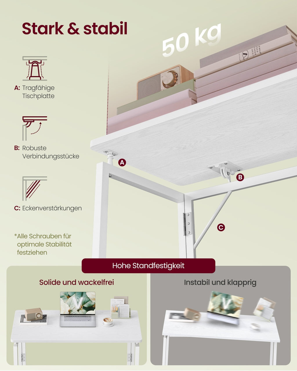 Kleiner klappbarer Schreibtisch für flexibles Homeoffice