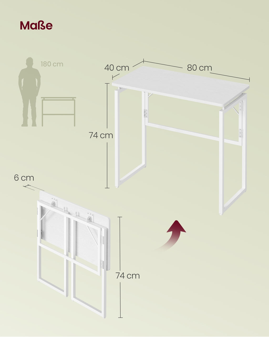 Kleiner klappbarer Schreibtisch für flexibles Homeoffice