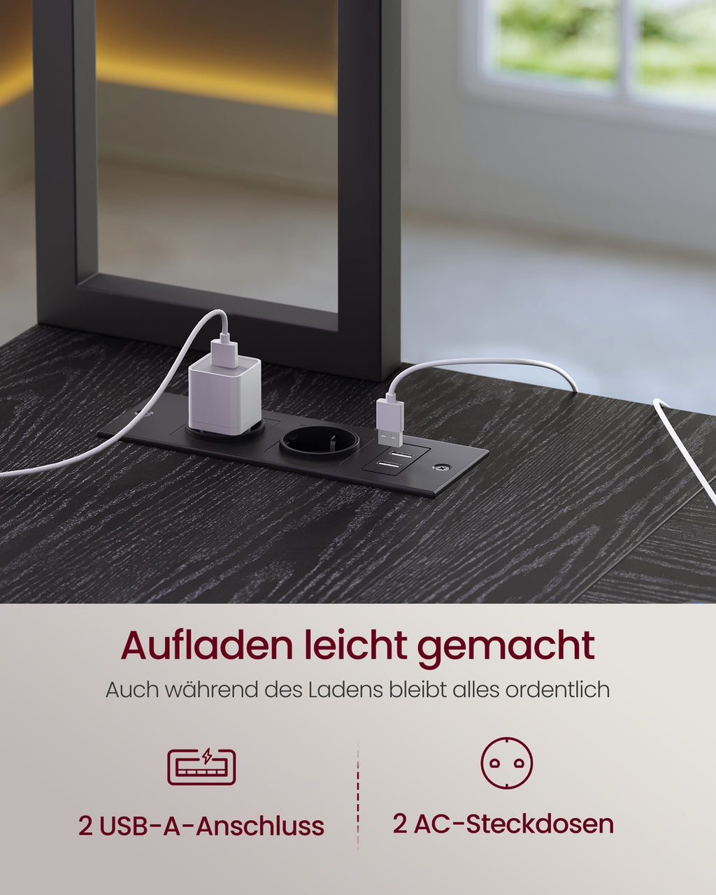 Eckschreibtisch L-Form schwarz 140x100x150 cm mit LED