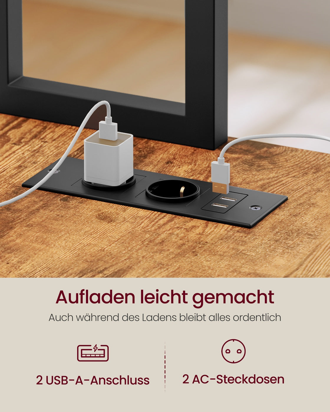 Eckschreibtisch L-Form vintagebraun-schwarz 140x100x150 cm LED