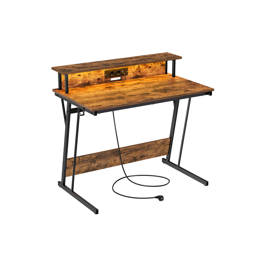 Schreibtisch mit Steckdosenleiste 60 x 100 x 76 cm vintagebraun