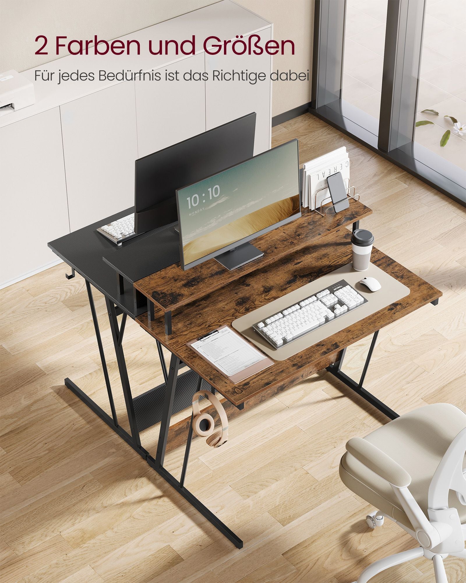 Schreibtisch mit Steckdosenleiste 60 x 100 x 76 cm vintagebraun