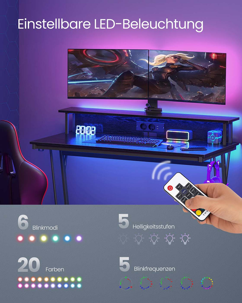 Gaming-Tisch mit LED-Beleuchtung