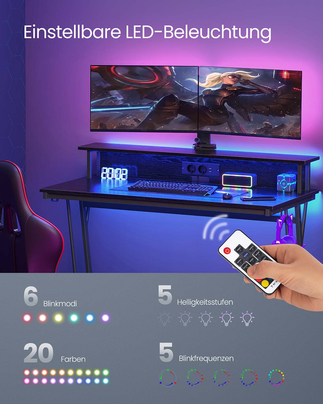 Gaming-Tisch mit LED-Beleuchtung
