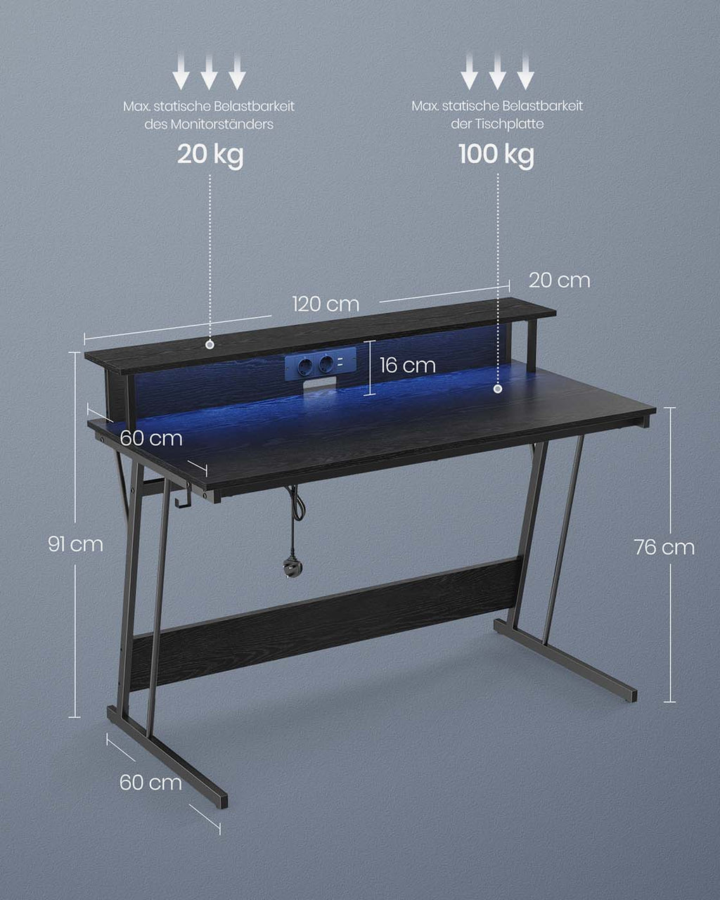 Gaming-Tisch mit LED-Beleuchtung