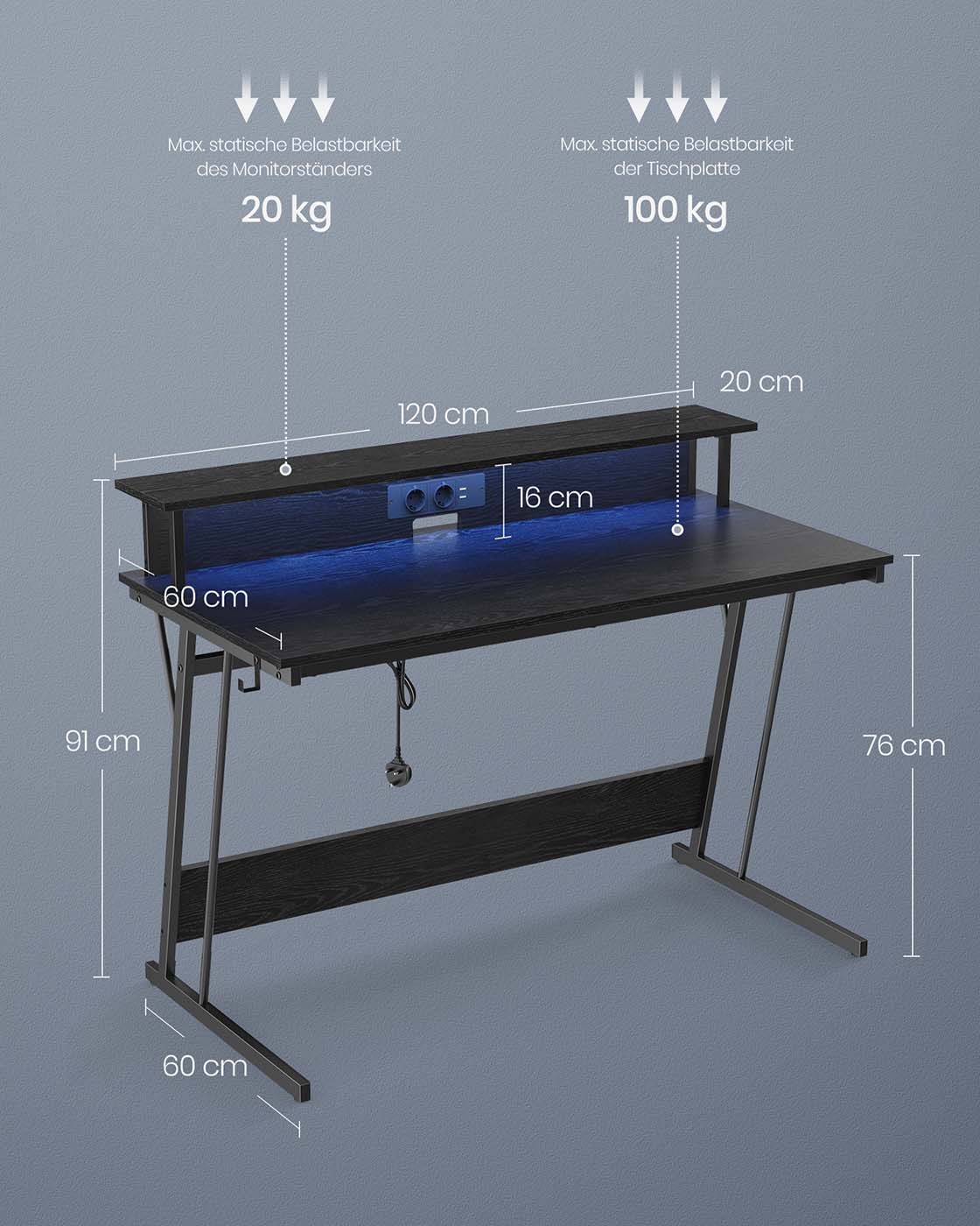 Gaming-Tisch mit LED-Beleuchtung