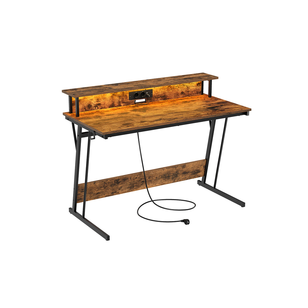 Schreibtisch mit Steckdosenleiste 60 x 120 x 76 cm vintagebraun