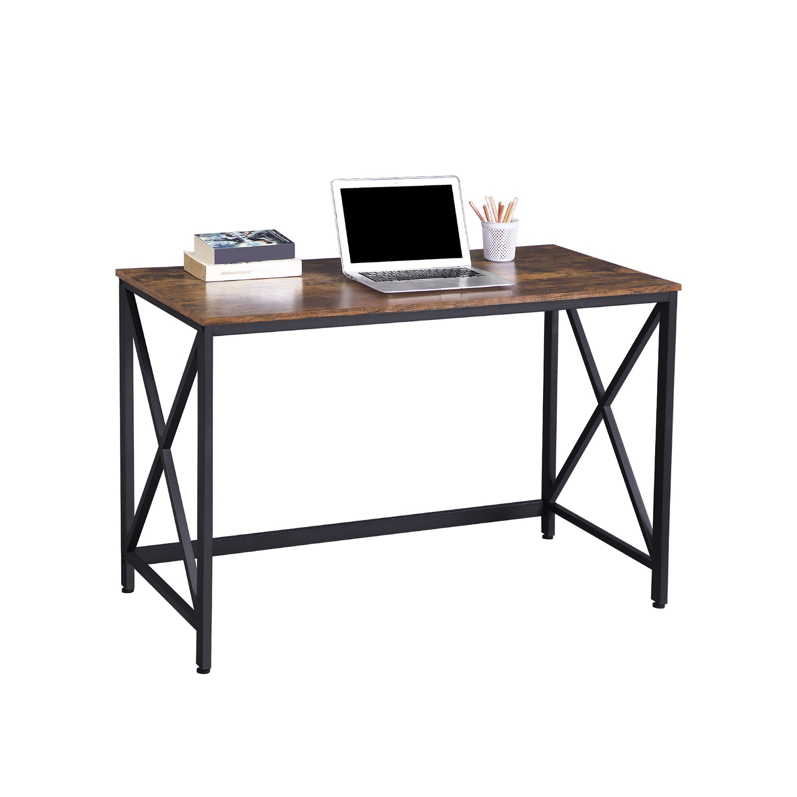 Schreibtisch mit Metallgestell