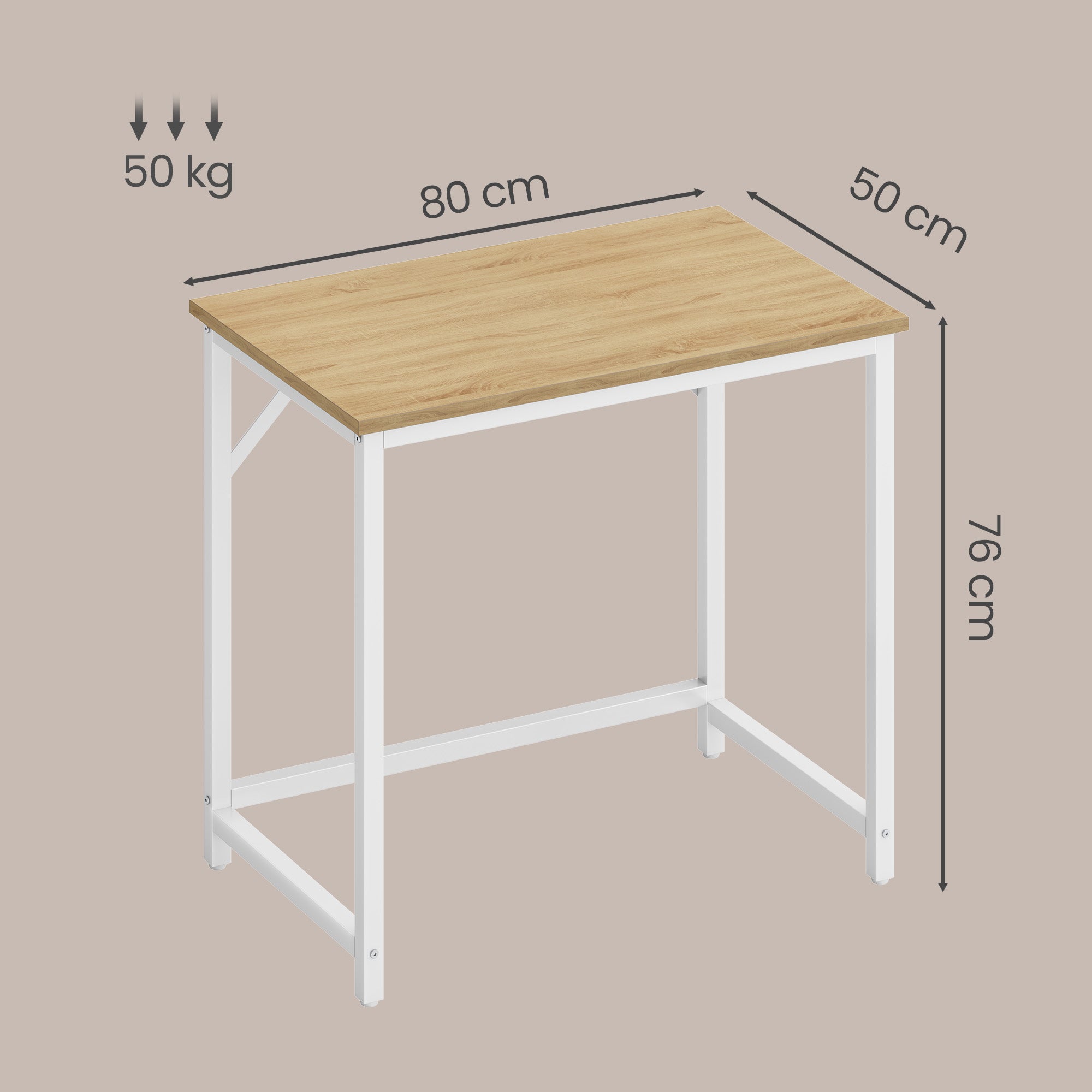 Schreibtisch 80 x 50 x 76 cm, Arbeitstisch aus Holz, Computertisch für Wohnzimmer