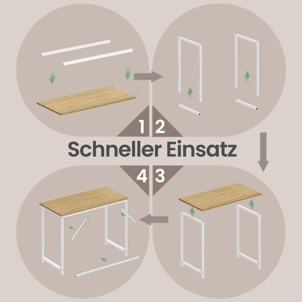 Schreibtisch 80 x 50 x 76 cm, Arbeitstisch aus Holz, Computertisch für Wohnzimmer