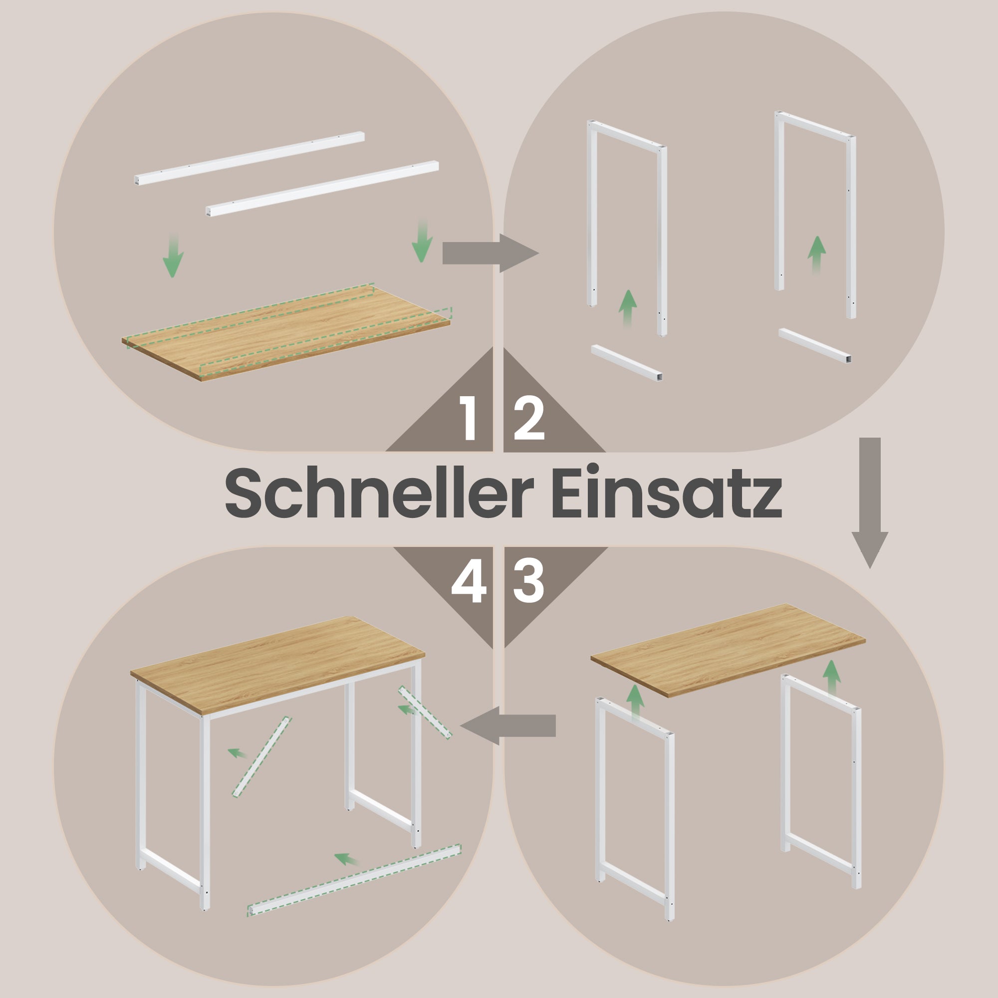 Schreibtisch 80 x 50 x 76 cm, Arbeitstisch aus Holz, Computertisch für Wohnzimmer