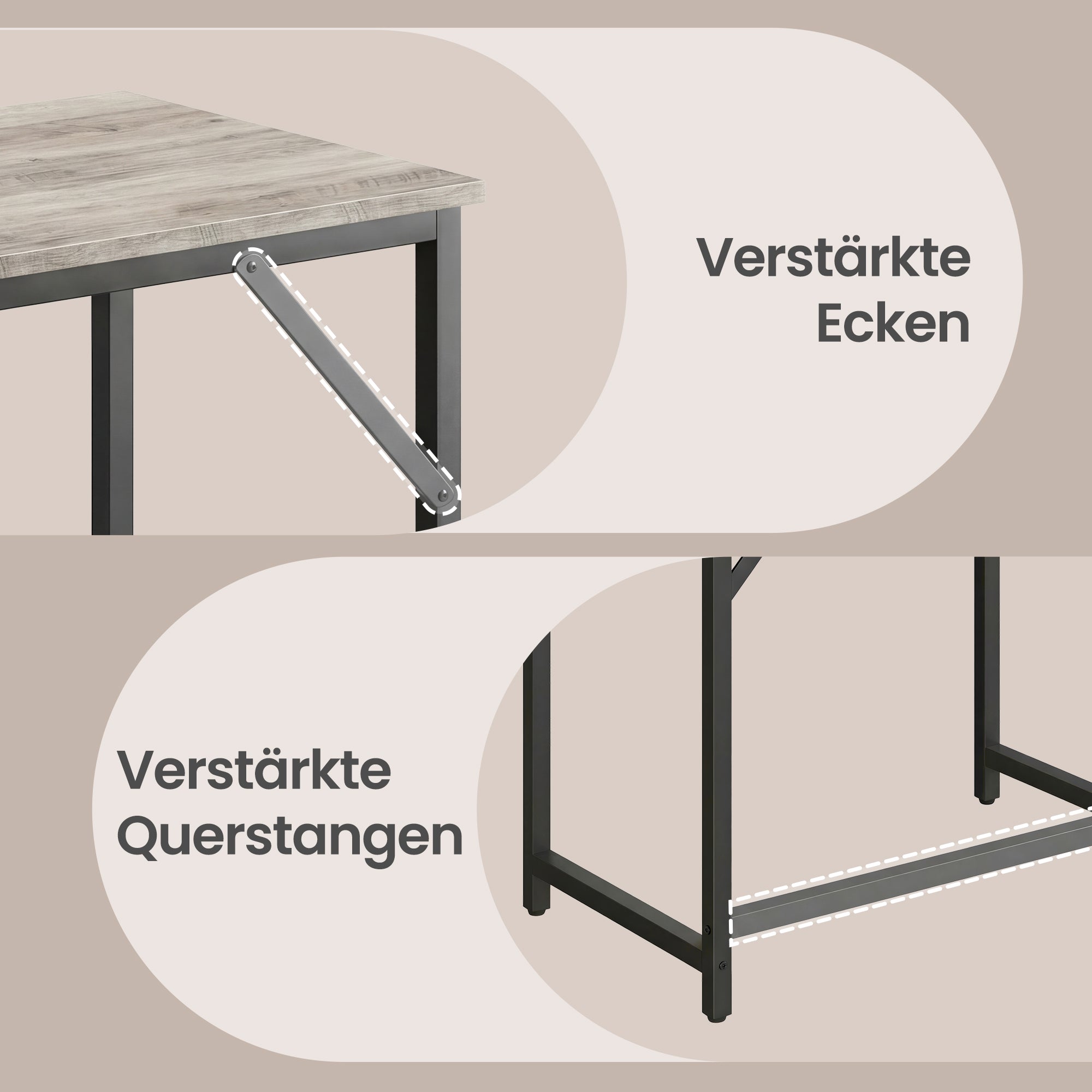 Tisch für Homeoffice, stabiler Computertisch, leichter Aufbau