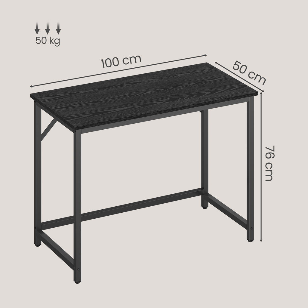 Schreibtisch 100 x 50 x 76 cm, Arbeitstisch für Schlafzimmer und Home Office, schwarz