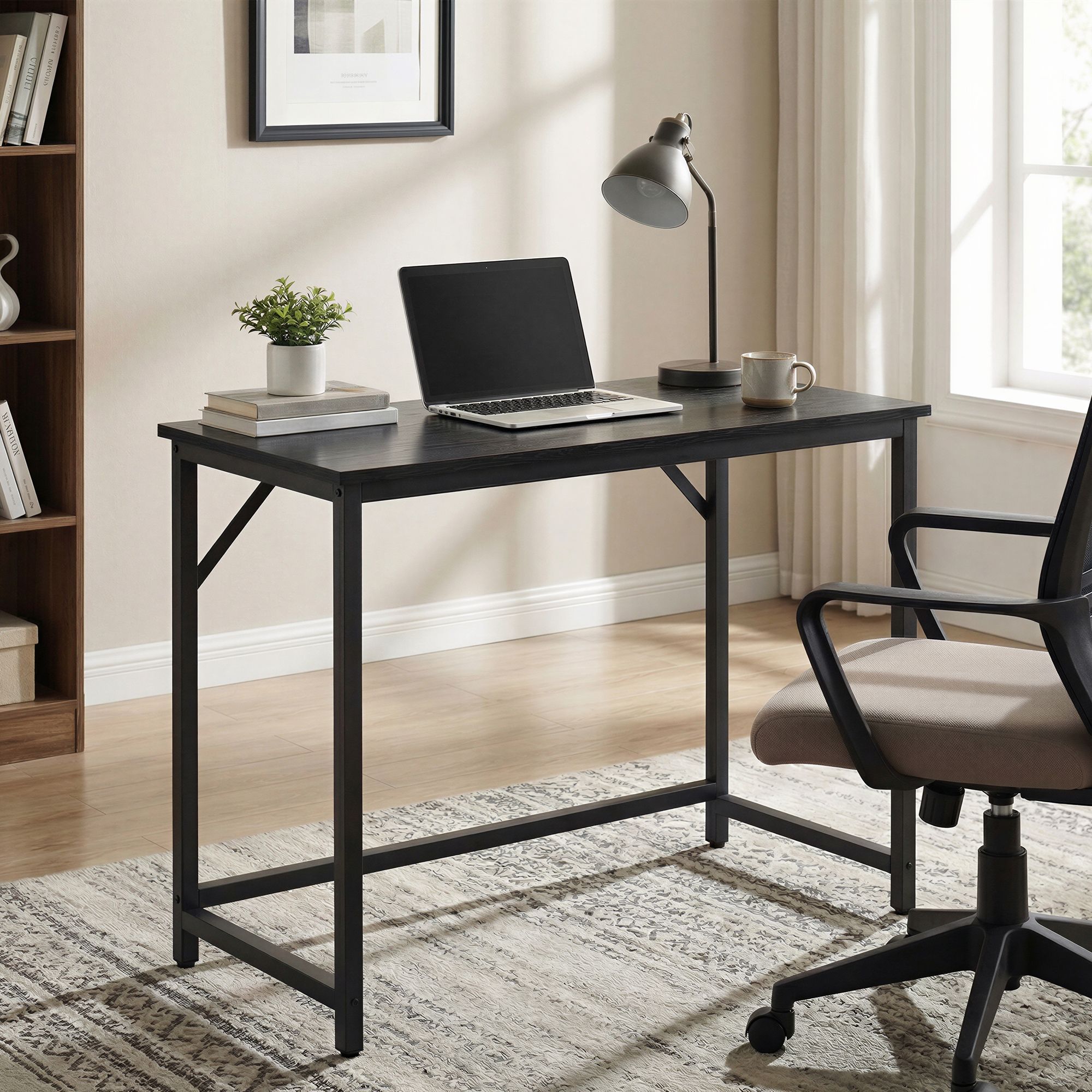 Schreibtisch 100 x 50 x 76 cm, Arbeitstisch für Schlafzimmer und Home Office, schwarz