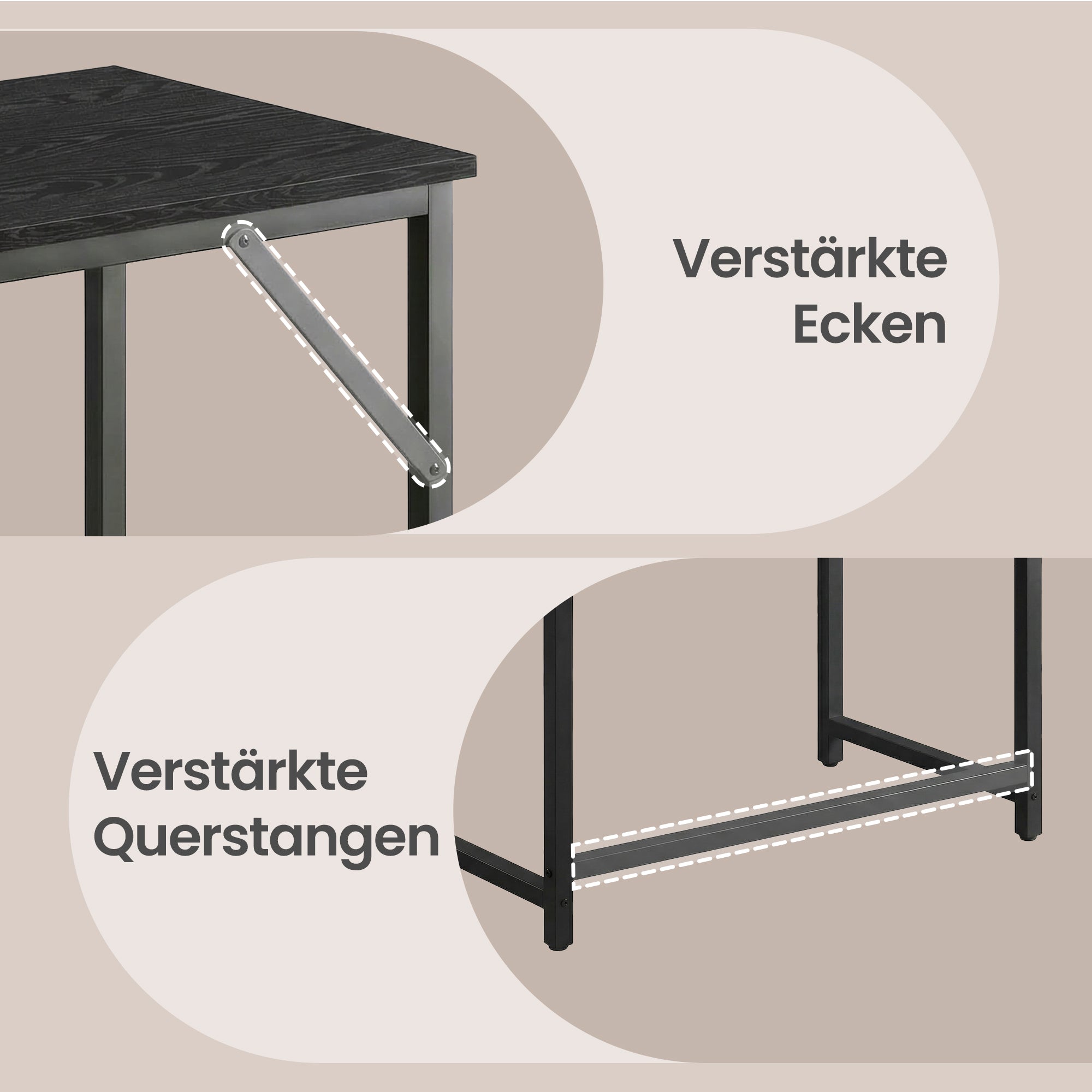 Schreibtisch 100 x 50 x 76 cm, Arbeitstisch für Schlafzimmer und Home Office, schwarz