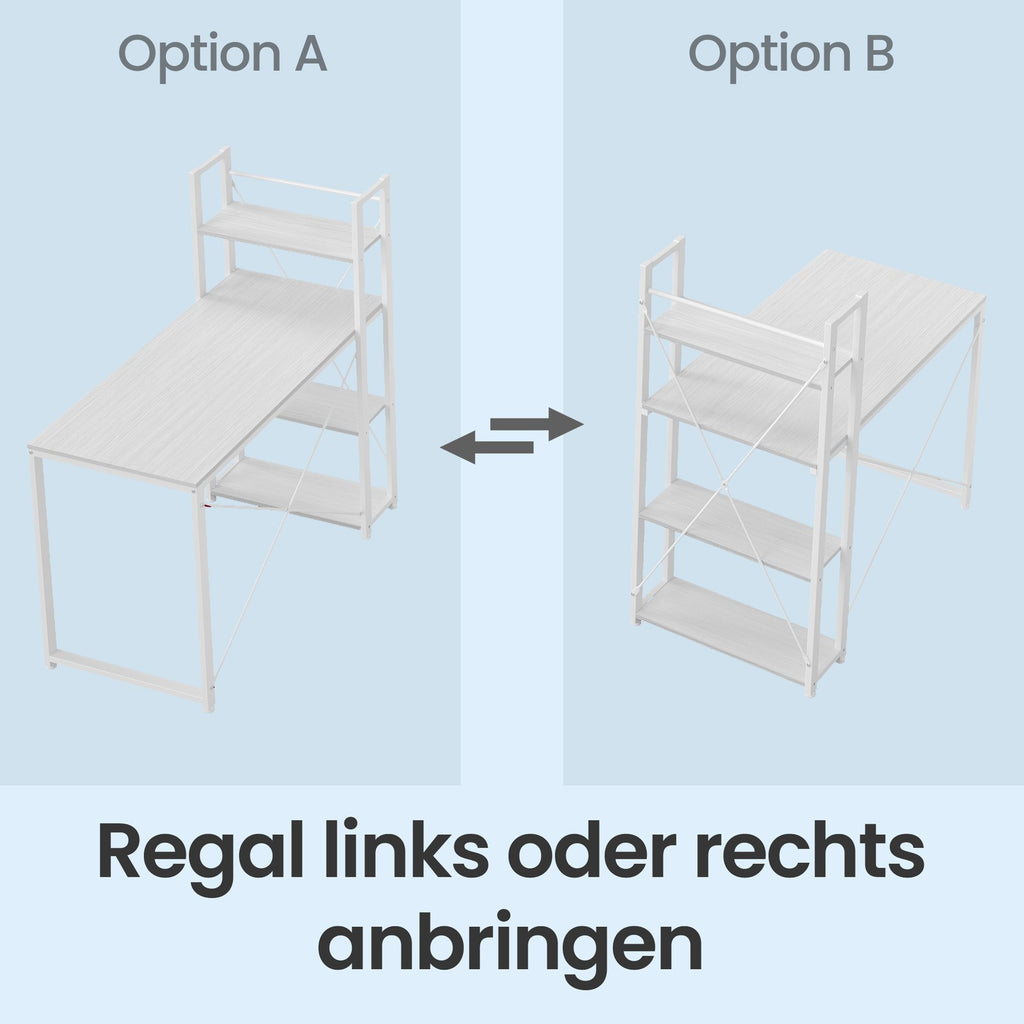 Breiter Schreibtisch, Computertisch mit Stauraum, Bürotisch