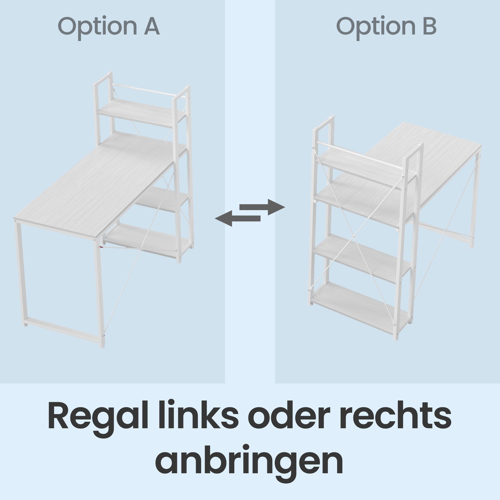 Breiter Schreibtisch, Computertisch mit Stauraum, Bürotisch