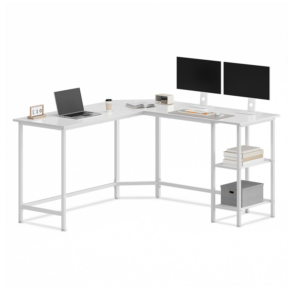 Eckschreibtisch mit Ablagen, L-förmiger Computertisch, 140 x 140 cm