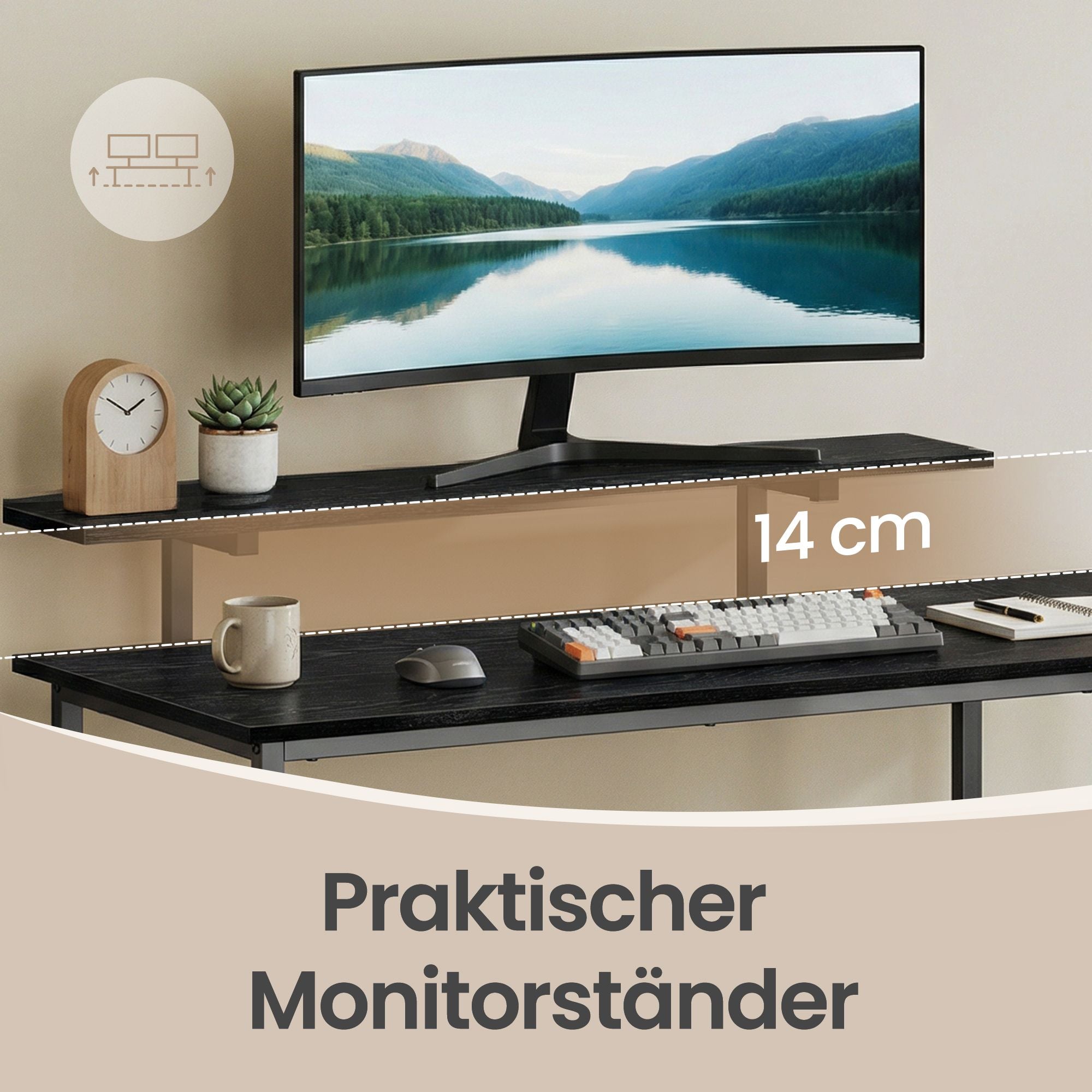 Schreibtisch in L-Form, Eckschreibtisch, mit 2 Schubladen