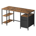Schreibtisch mit 3 Ablagen, Bürotisch mit 2 Schubladen, 140 x 60 x 76 cm