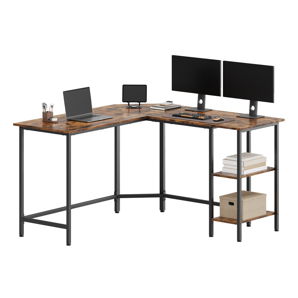 Eckschreibtisch mit Ablagen, L-förmiger Computertisch, 130 x 130 cm