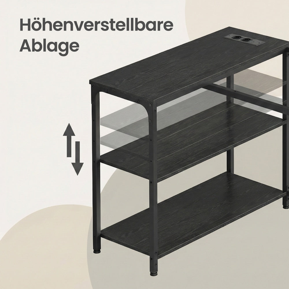 Schreibtisch mit Stauraum, L-Form Computertisch, höhenverstellbare Ablage