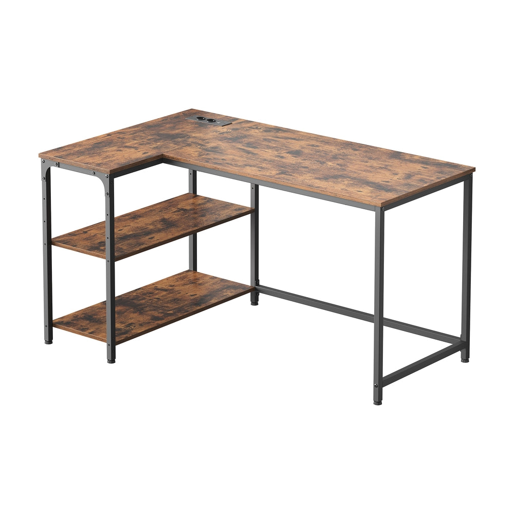 Schreibtisch mit Stauraum, L-Form Computertisch, höhenverstellbare Ablage