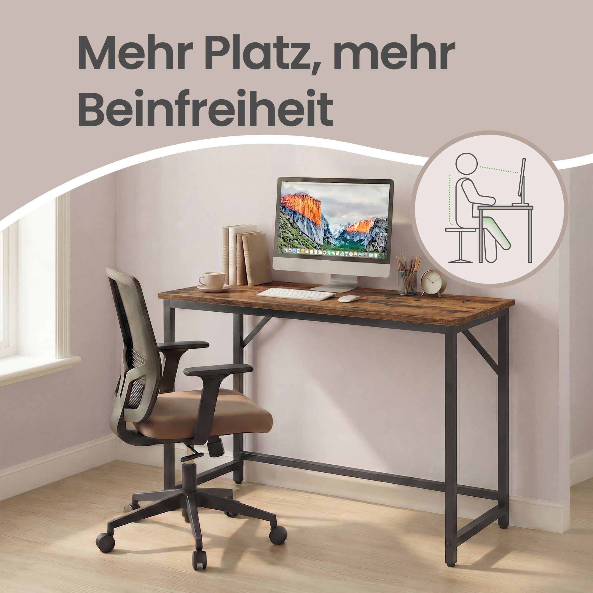Tisch für Homeoffice, stabiler Computertisch, leichter Aufbau