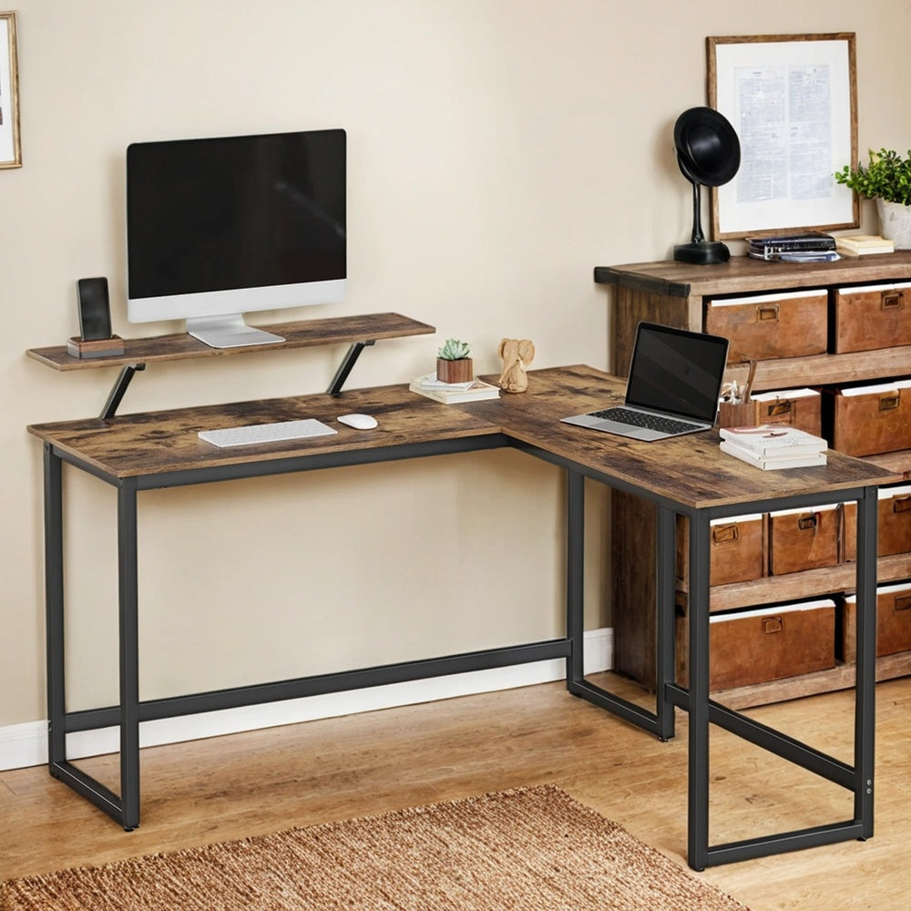Schreibtisch L-förmig, Computertisch platzsparend, Eckschreibtisch für Homeoffice