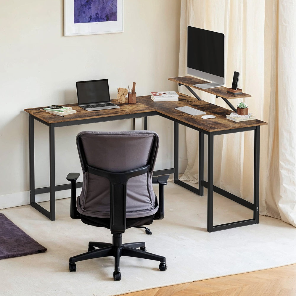 Schreibtisch L-förmig, Computertisch platzsparend, Eckschreibtisch für Homeoffice
