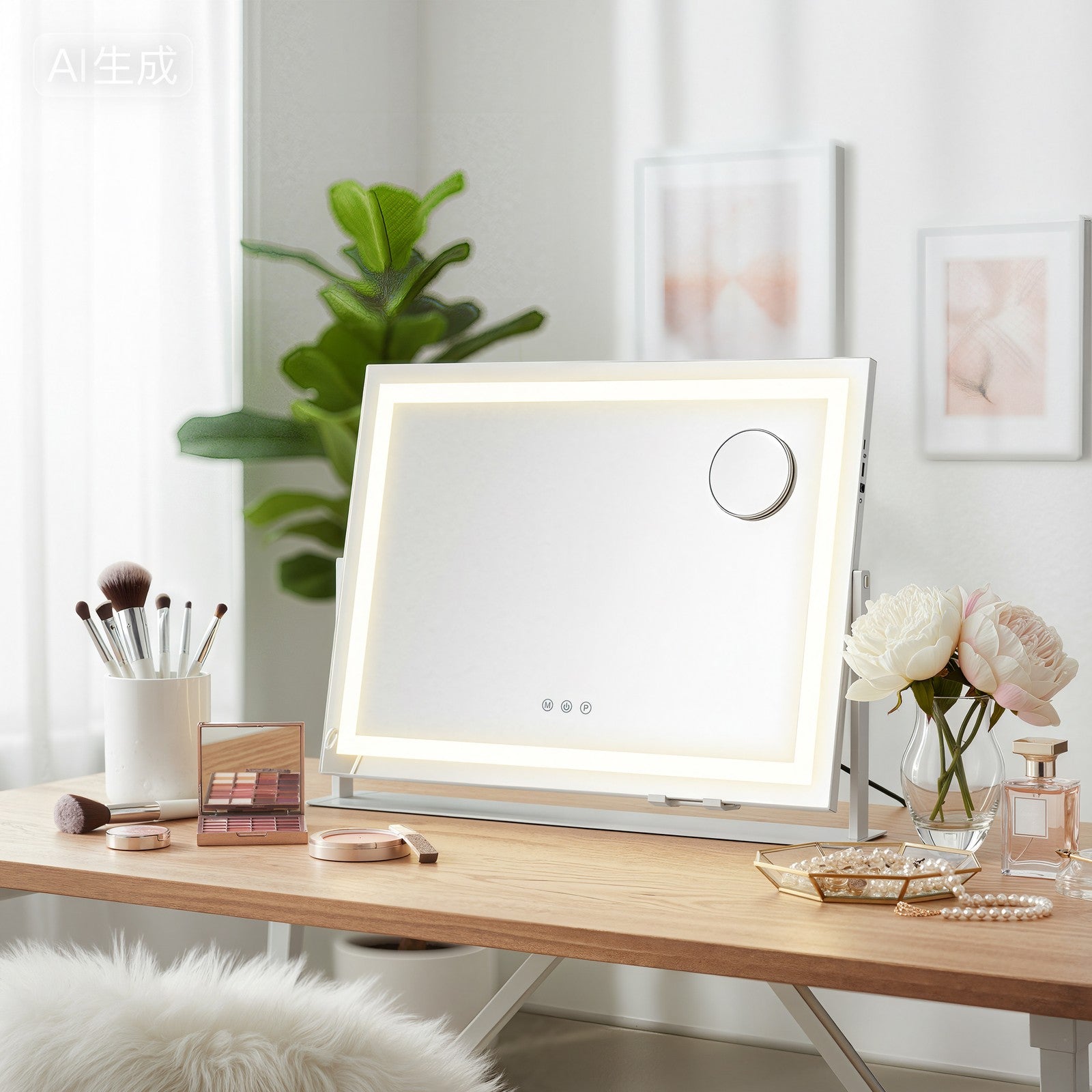 Make-up Spiegel mit Touch-Steuerung, dimmbar, Kosmetikspiegel mit Beleuchtung