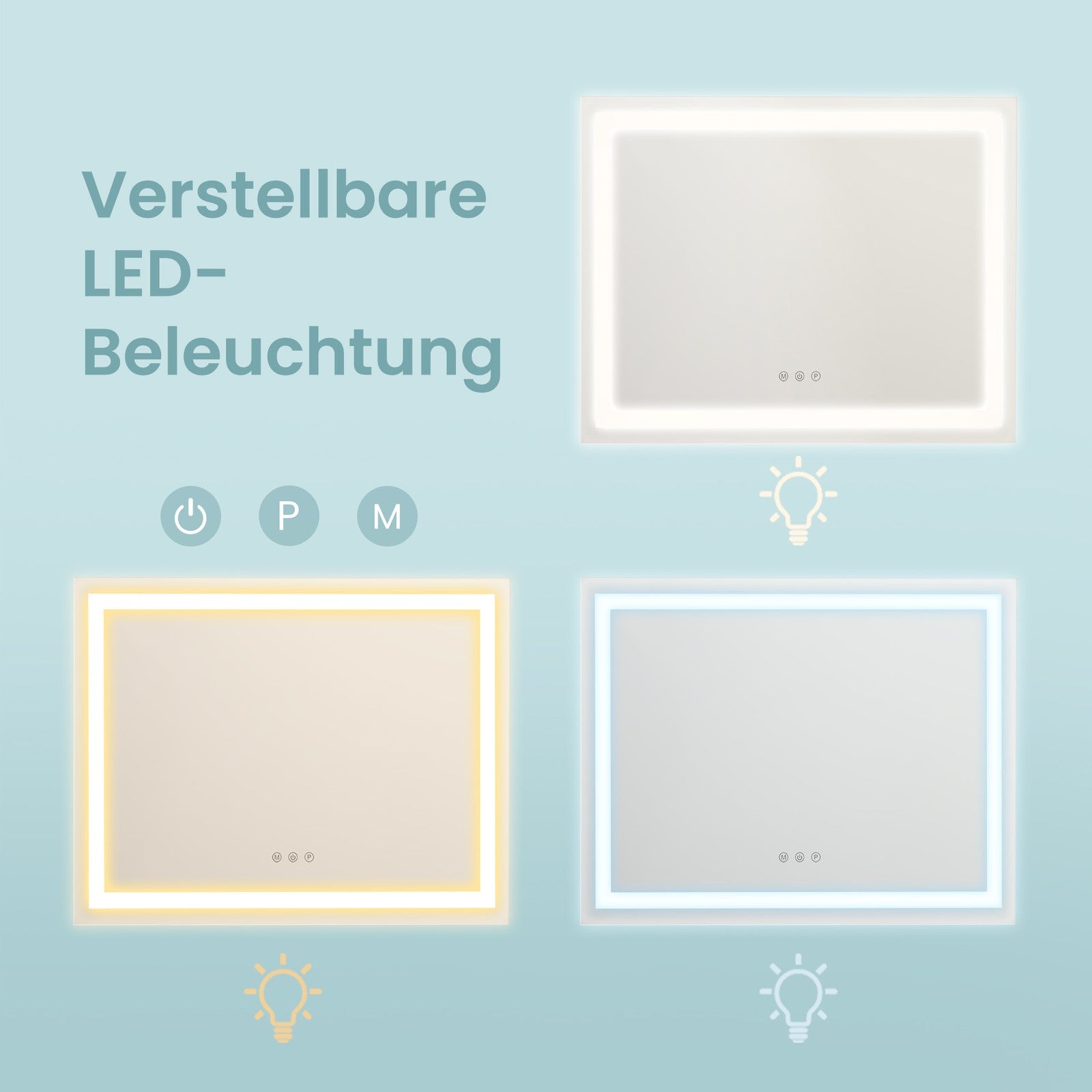 Make-up Spiegel mit Touch-Steuerung, dimmbar, Kosmetikspiegel mit Beleuchtung