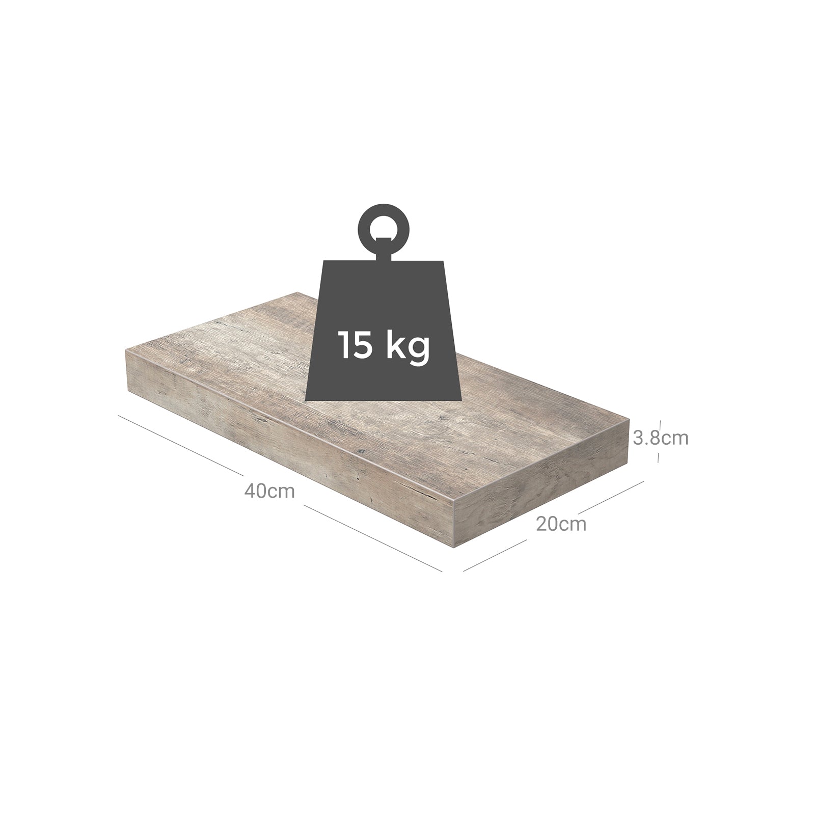 Wandregal 40 x 20 x 3,8 cm Greige