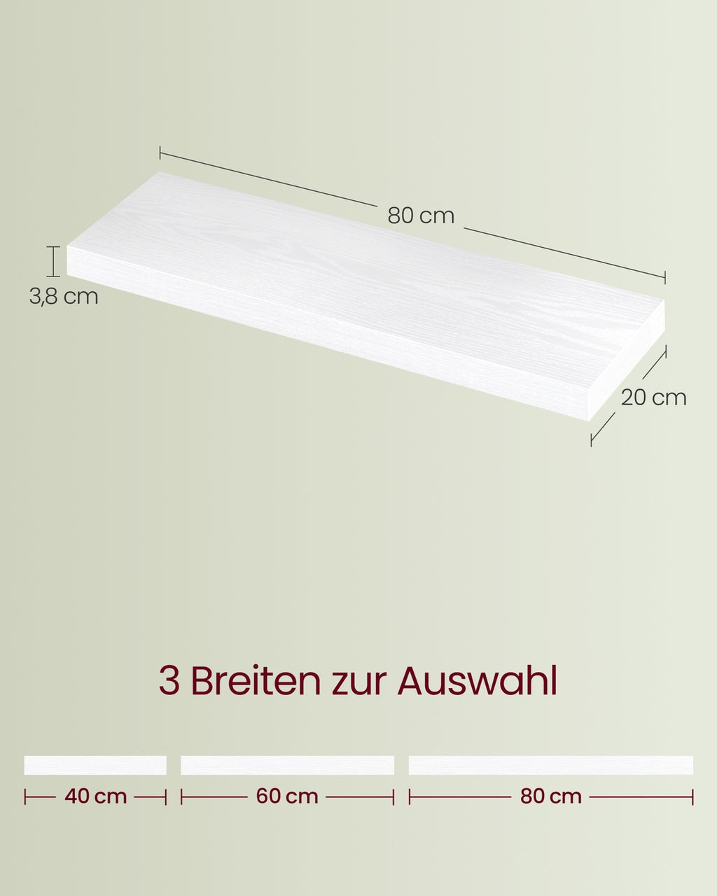 Wandregal, Schweberegal für Bilderrahmen schneeweiß