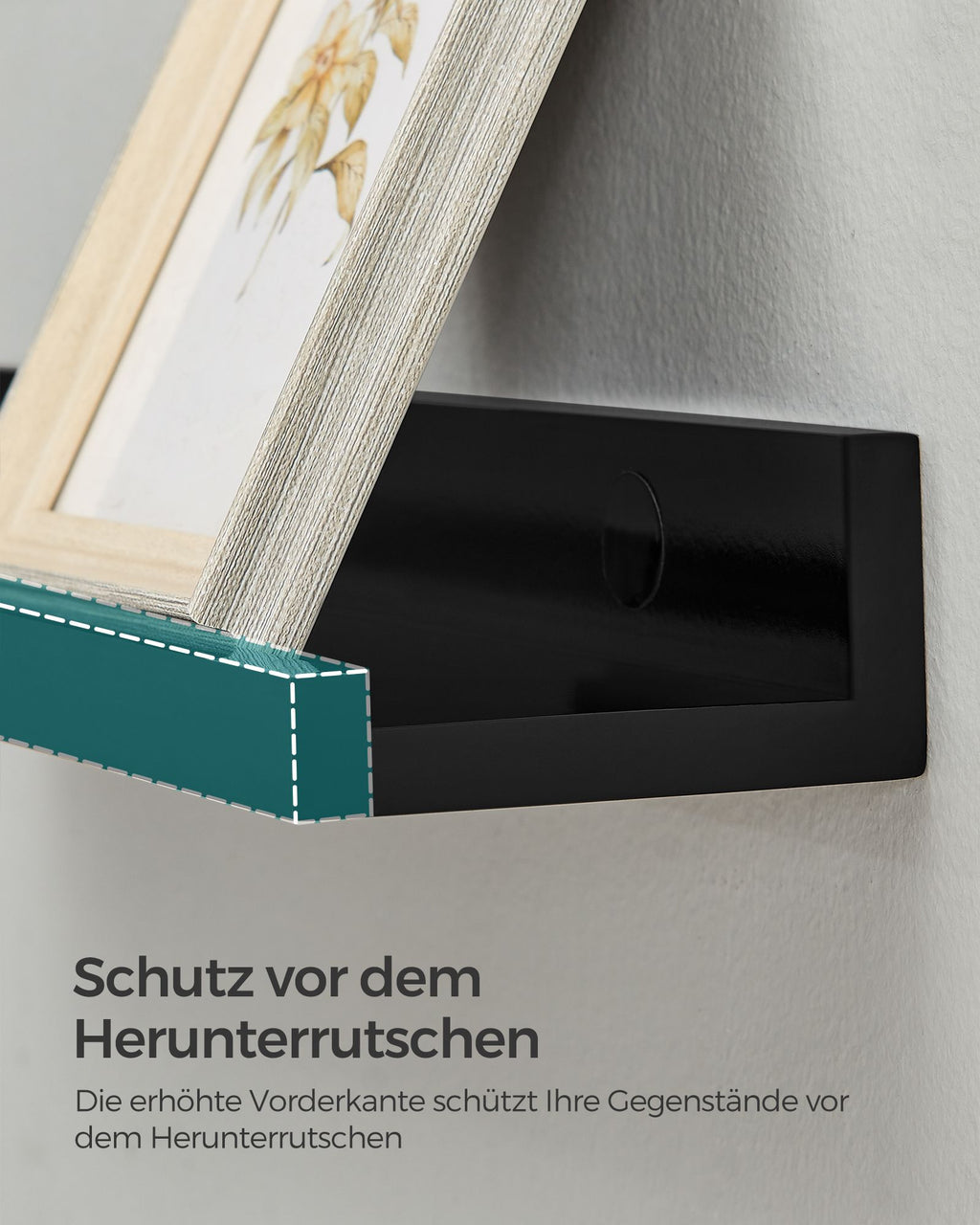 Schwebendes Regal mit Vorderseite schwarz